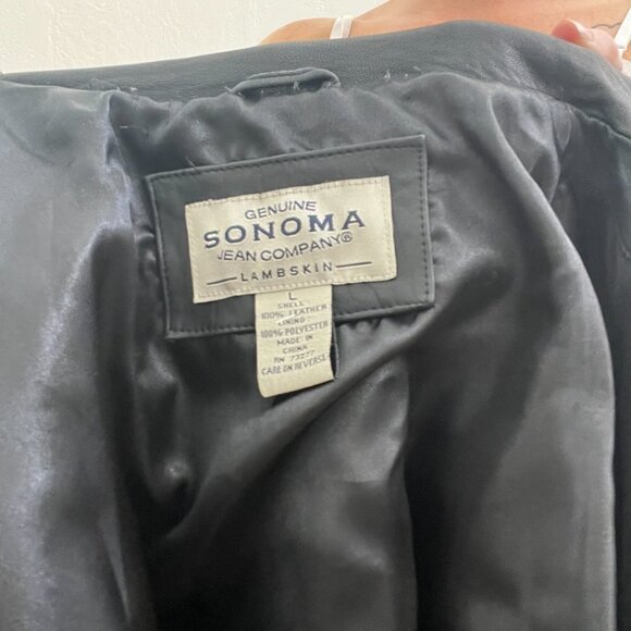 Vintage 90's Black 100% Lambskin Leather Button Up Blazer Trench Jacket - Picture 8 of 8